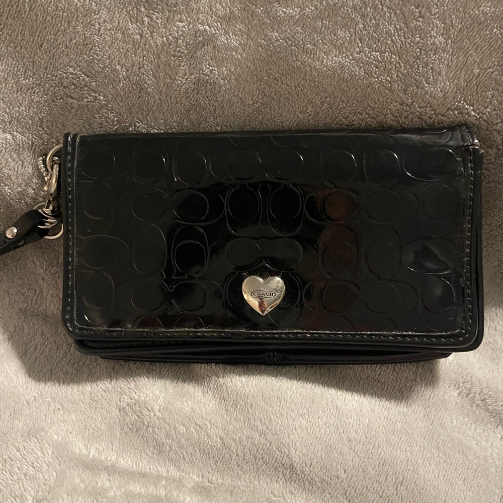 Coach Glossy Black Embossed Wallet